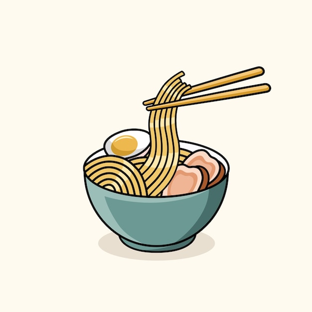 Vector asian delicious noodle vector illustration