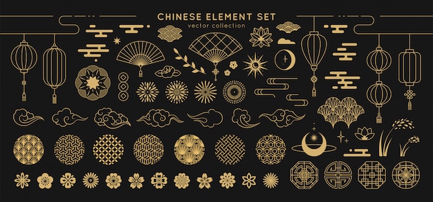 Asian design element set. 