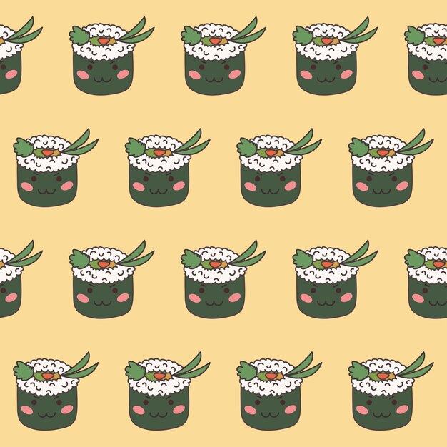 Asian Food Doodle Wrapping Paper Print Swatch Funny Symbol Seamless Pattern Background Design