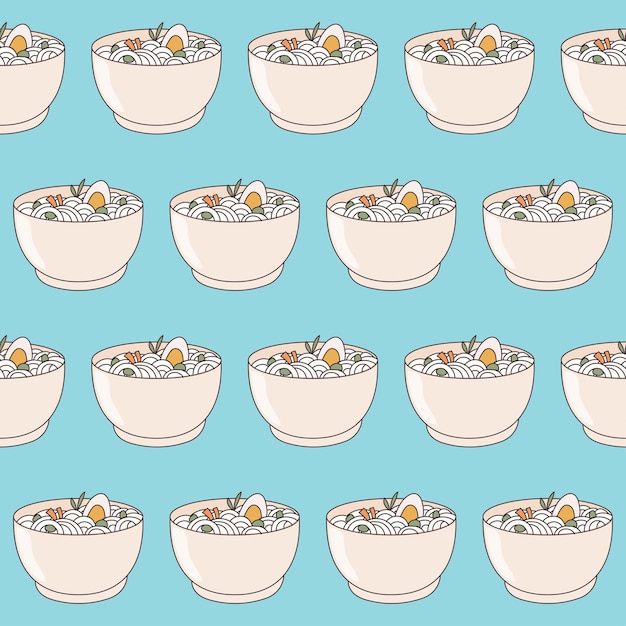 Asian Food Doodle Wrapping Paper Print Swatch Funny Symbol Seamless Pattern Background Design