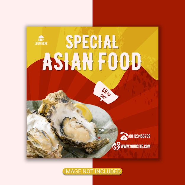 asian food menu flyer design or social media food post design