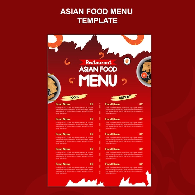 Asian food menu template