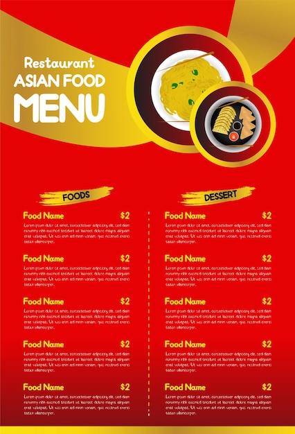 Asian food menu template