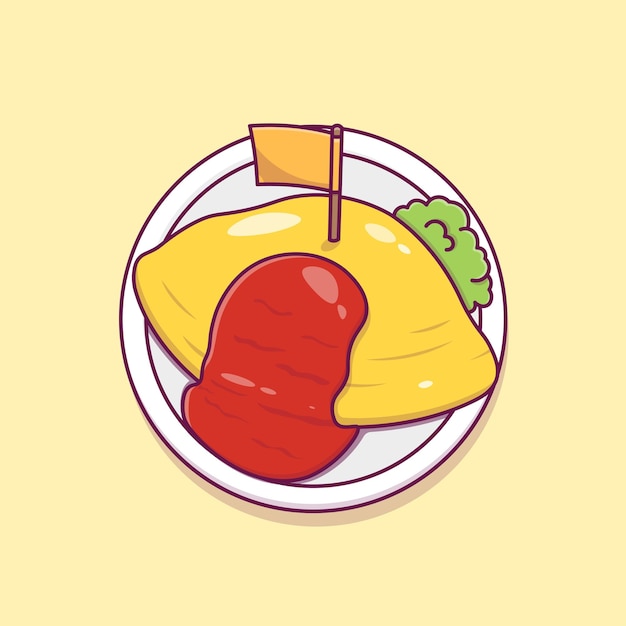 Asian food omurice cartoon vector