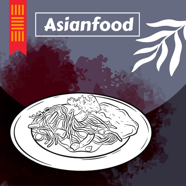 Asian food poster design template