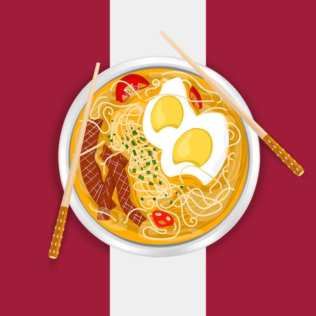 Asian food ramen noodle vector