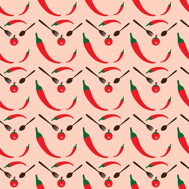 Asian food seamless pattern with the shape of chilies and paprika abstract premium vector design