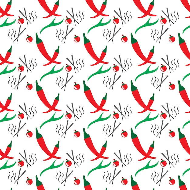 Asian food seamless pattern with the shape of chilies and paprika abstract premium vector design