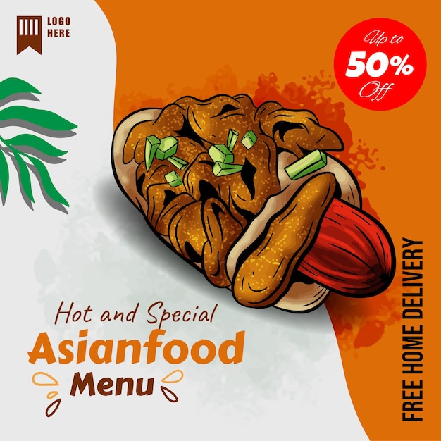 Asian food social media banner post template