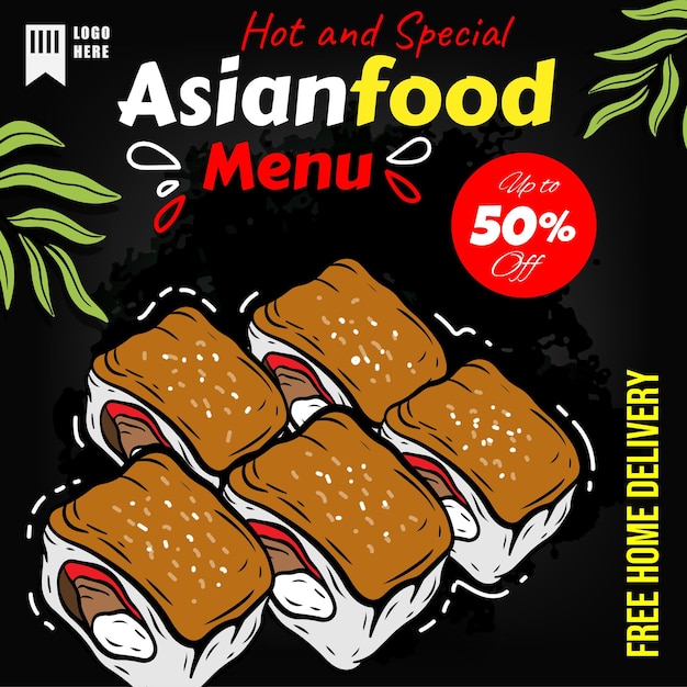 Asian food social media post template