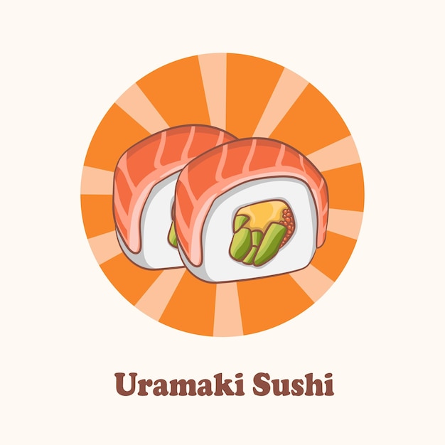 Asian Food Uramaki Sushi vector Japanese cuisine traditional food