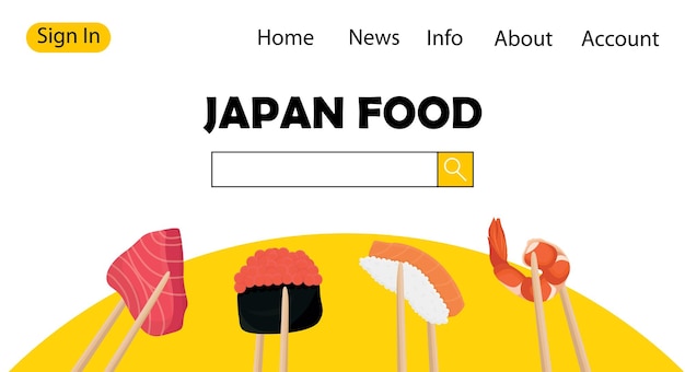 Asian food. Web page for searching and ordering sushi.