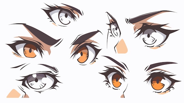 Vector asian manga style japanese eyes collection