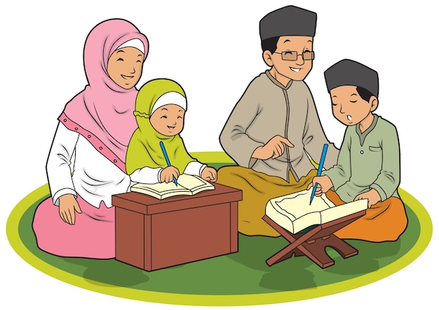 Asian muslim family together