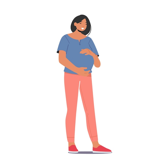 Asian Pregnant Woman Beautiful Smiling Girl with Big Belly Pregnancy Maternity and Motherhood Concept Young Mother