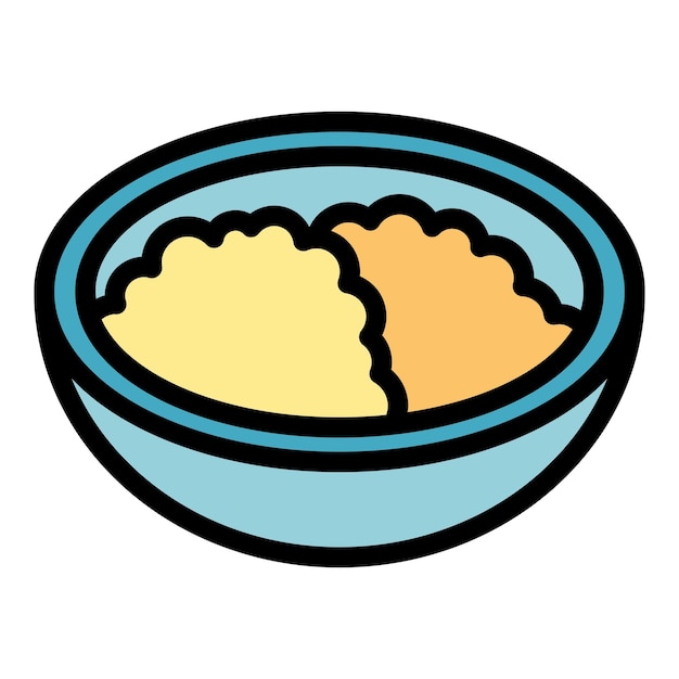 Asian rice icon outline vector Temple city Nepal food color flat