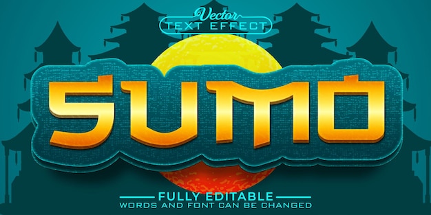 Asian Sumo Wrestling Vector Editable Text Effect Template