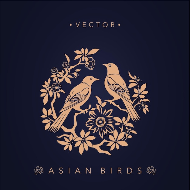 Asian traditional bird patterns ancient Chinese flower and bird patterns