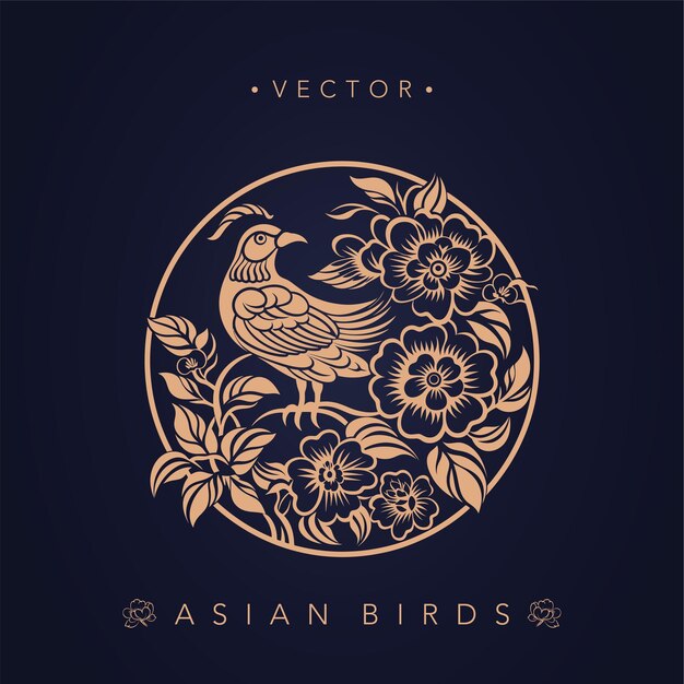 Asian traditional bird patterns ancient Chinese flower and bird patterns