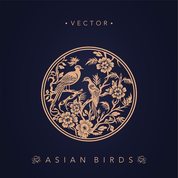 Asian traditional bird patterns ancient Chinese flower and bird patterns