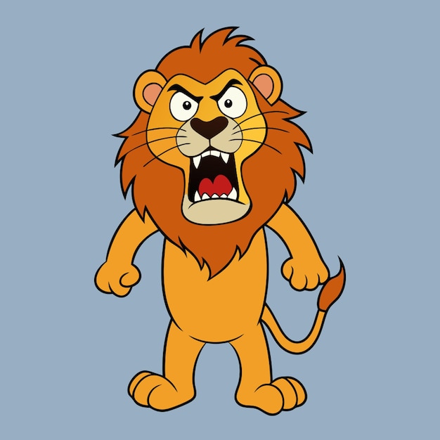 Vector asiatic lion angry vector illustration cartoon