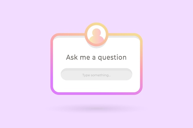 Ask me a question engagement interface in 3d style. sticker question in social media vector stock illustration