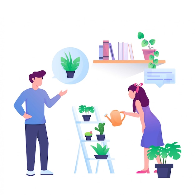 ask to shop plants illustration