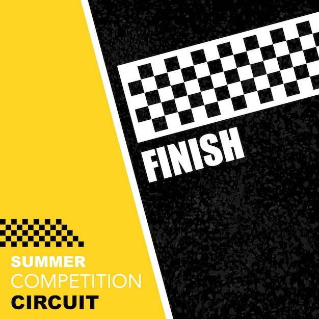 Asphalt with checkered finish line