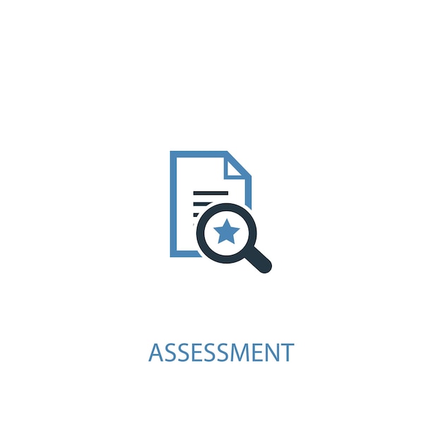 Assessment concept 2 colored icon. Simple blue element illustration. assessment concept symbol design. Can be used for web and mobile UI/UX