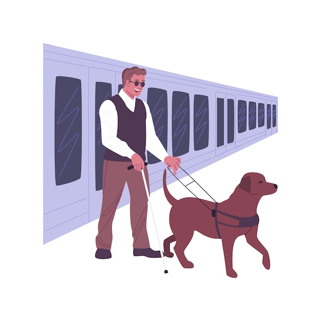 Assistance dog isolated cartoon vector illustrations