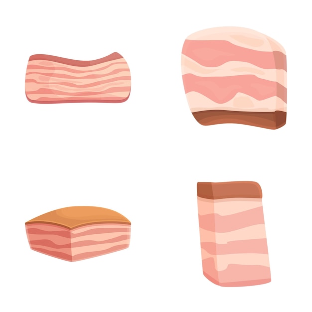 Assorted bacon strips illustration set