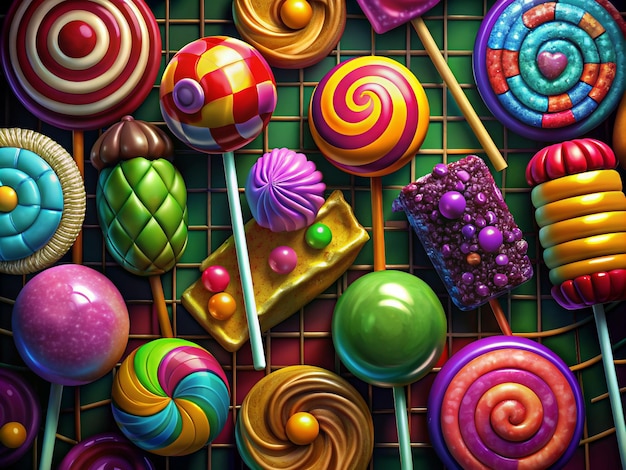 Vector assorted candy lollipops and sweets