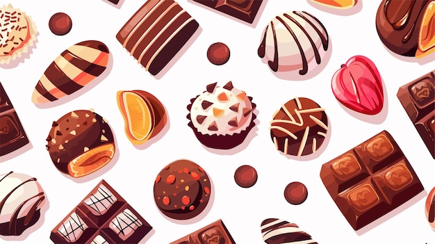 Assorted Chocolate Candy Collection on White Background