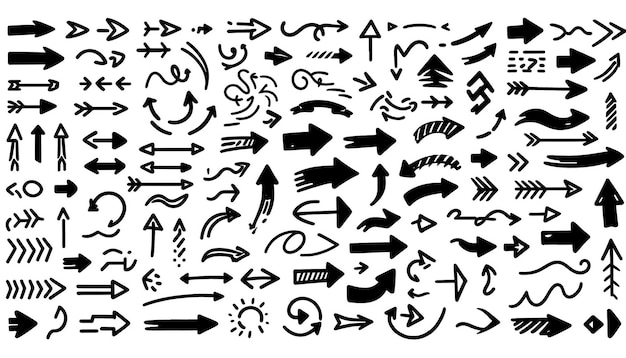 Assorted HandDrawn Arrows Black Marker Various Styles