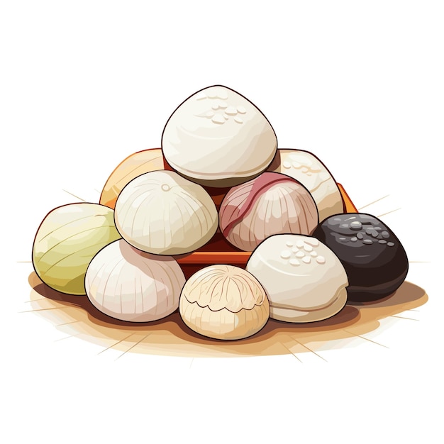 Assorted Japanese Mochi Set Illustration