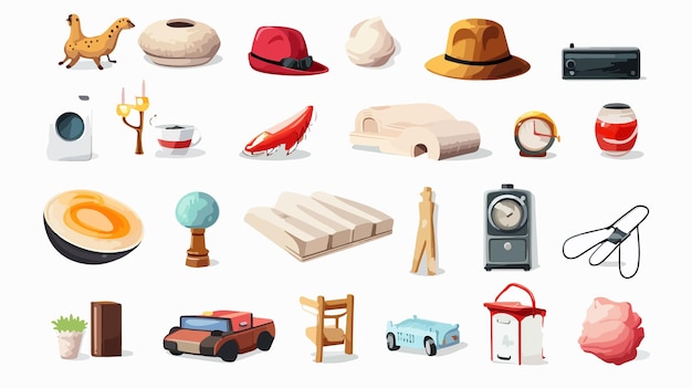 Vector assorted objects on white background creative concepts and design elements