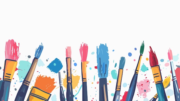 Vector assorted paintbrushes on white background