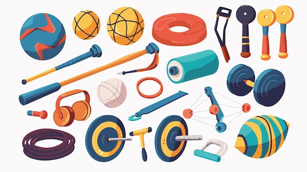 Vector assorted sports equipment sticker pin badge image