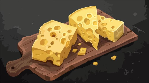 Vector assorted tasty cheese on wooden board