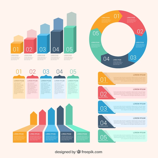 Assortment of flat infographic elements