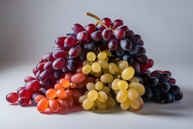 Vector assortment of ripe sweet grapes isolated on white