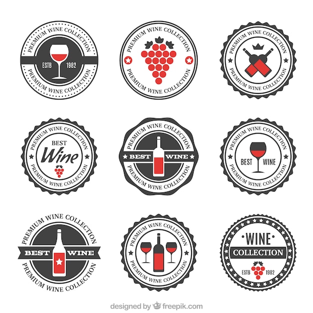 Assortment of wine retro stickers