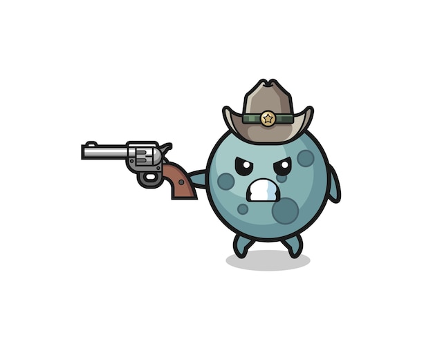 The asteroid cowboy shooting with a gun cute design