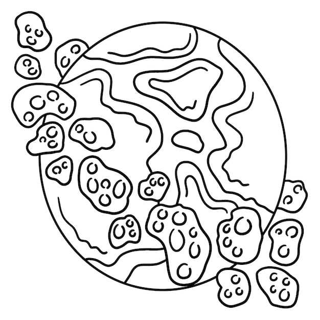 Asteroid Isolated Coloring Page for Kids