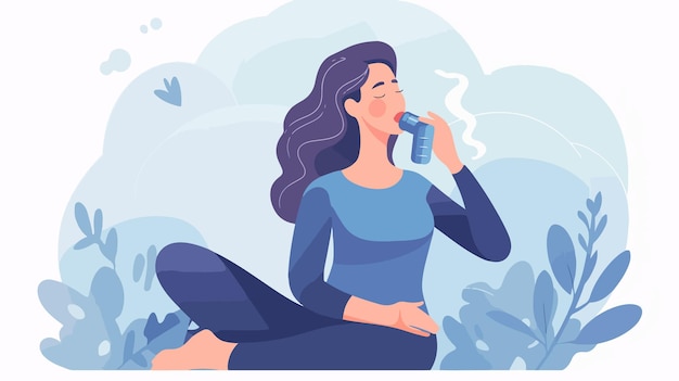 Asthmatic Woman Using Inhaler Medical Concept