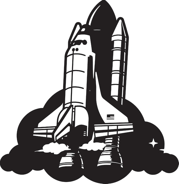 Astral Adventurer Vector Rocket Sketch in Black Orbit Observer Black Vector of Rocket in Space