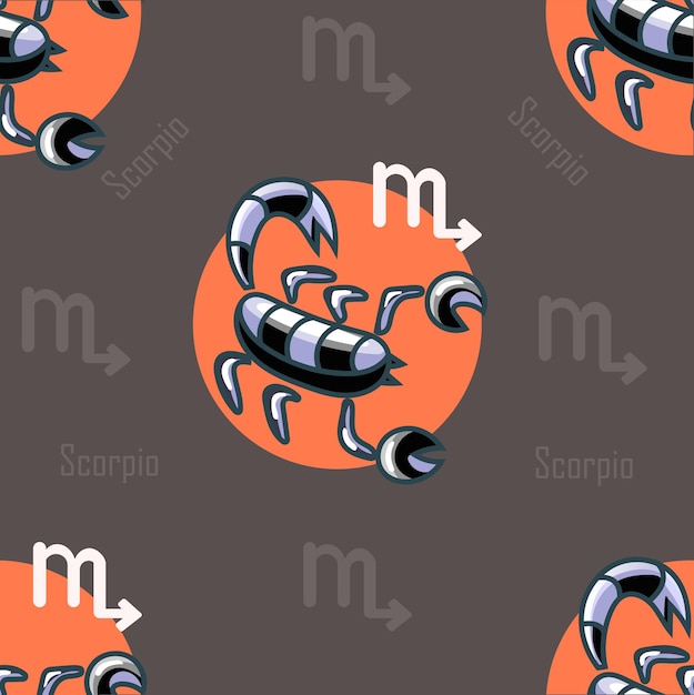 Astrological seamless pattern with scorpions