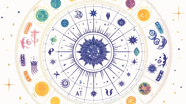 Vector astrological zodiac circle with isolated symbols for professional designs