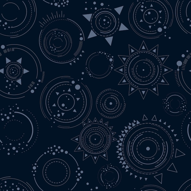 Astrology abstract vector seamless texture with stars and circles