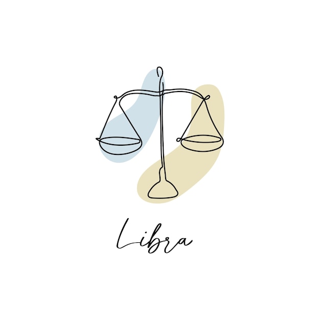 Astrology horoscope symbol zodiac Libra sign in line art style boho color